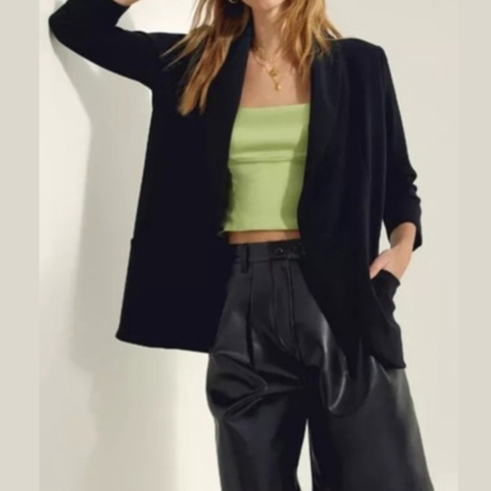 Aritzia Wilfred Chevalier Blazer Jacket Women’s Size 2 Black Long Open Front